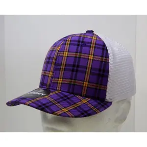 212 MAIN Dog & Cat Plaid Print Trucker Hat - Statement Cap, 6-Panel, Mid Profile, Snapback, Breathable Mesh, Unisex Fit, 1 Size Fits Most, 6017-246 246-White