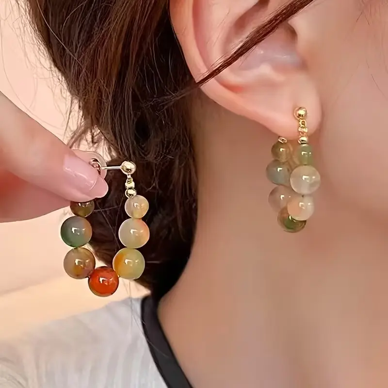 Pair of Vintage Elegant Colorful Dangle Earrings, Suitable for Holidays, Birthdays, Dates, Parties, Vacations, and Daily Commute Accessories