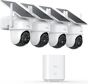 Security Cameras Outdoor Wireless, 4 Cam-Kit, No Subscription Required, Solar-Powered, Home Security Cameras System with 360° Pan & Tilt, Auto Tracking, 2K Color Night Vision, Easy Setup