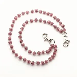 TikTokShopBlackFriday Faux Rhinestone Flower Design Waist Chain for Men 30cm+40cm Adjustable Glitter Beads Unisex Streetwear Hip Hop Accessory with Unique Flower Motif and Durable Alloy