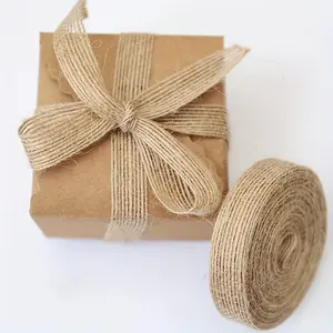 10m/Roll Natural Jute Ribbon, 0.39"-1.5" Wide - Rustic Burlap Fabric in Earthy Tan for DIY Crafts, Gift Wrapping, Sewing Projects, and Wedding/Christmas Decorations, Ribbon for Crafts, All Natural Twine