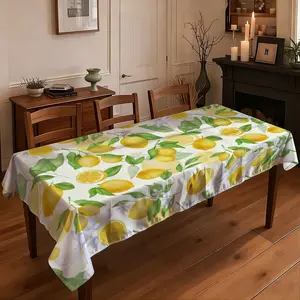 JIT+1pcs 2D flat printed tablecloth  Waterproof Lemon Print Tablecloth American Country Style Dining Table Cover for Home Rectangle Round Coffee Table