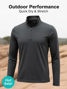 Men's Half-Zip Long-Sleeve Sports T-Shirt Slim-Fit Athletic Top Perfect for Workouts and Casual Wear 3-Piece Set Ideal for Gym and Everyday Wear