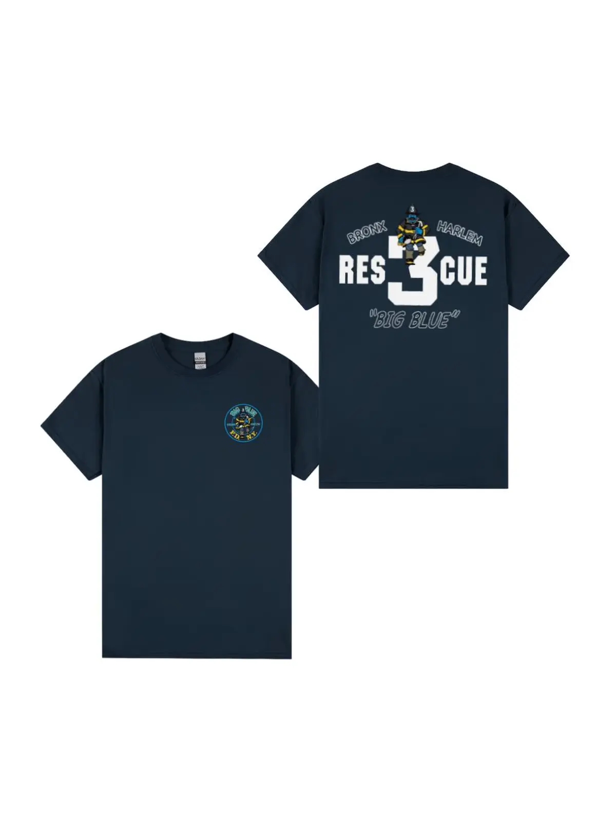 FDNY Rescue 3 Men's Shirt – Bronx Harlem Firefighter Tee, Navy First Responder Gift, Casual, Relaxed Fit