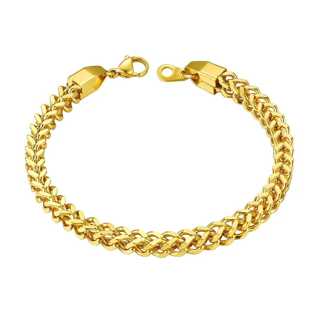 FindChic Franco Curb Chain Bracelet Stainless Steel 3mm/4.5mm/6mm Width Link Chain Bracelet Chunky Hipop Jewelry For Women Men Girlfriend Boyfriend
