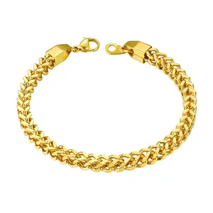 FindChic Franco Curb Chain Bracelet Stainless Steel 3mm/4.5mm/6mm Width Link Chain Bracelet Chunky Hipop Jewelry For Women Men Girlfriend Boyfriend