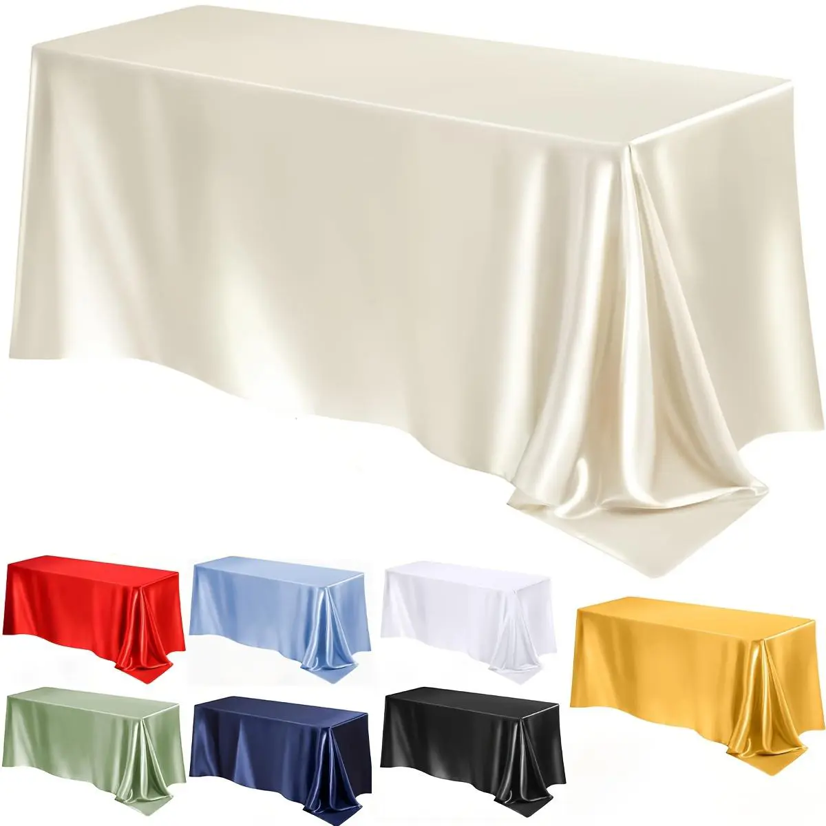 1/2pcs Satin Tablecloth, 57" X102" Silky Satin Tablecloth, Rectangular Bright Color Tablecloth, Smooth Fabric Tablecloth Covering, Suitable For Wedding Banquet, Birthday, Outdoor Party, Wedding Outdoor Event, Banquet Ornaments Decor halloween decor