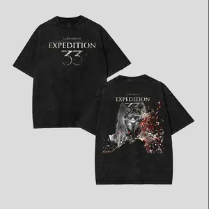 Expedition 33 Shirt | Washed Cotton Tee Shirt Tanktop| Fantasy Sword Art Print | Smooth Graphic Menswear Top | Classic Casual Streetwear