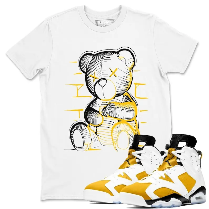 Neon Bear Unisex Crew Neck Sneaker Matching Tee Shirt To Match JD 6s Yellow Ochre, Shirts To Match JD, Sneaker T-Shirt, Sneaker Match, Sneaker Matching, Streetwear, Street brand, Sneaker Tees, Shoe Match, Shoe T-Shirt, Matching Comfort