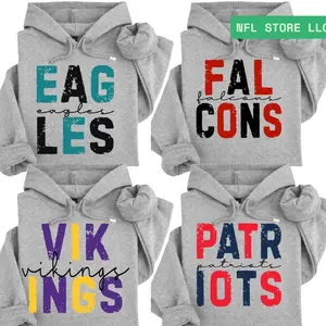 Vintage All Team Football Sport Grey Hoodie| Vintage Style Sweatshirt| Perfect Gift for Football Fans  KK
