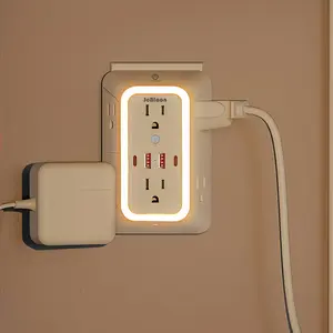 10-in-1 Outlet Extender Surge Protector - 6 Outlet Splitter with 4 USB Ports (2 USB-C), Multi-Plug Expander Wall Charger, 3-Sided Multi-Plug Wall Adapter Power Strip for Home, Office, Dorm Room, Apartment Essentials, White