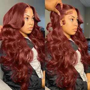 #33 Reddish Brown Body Wave Lace Front Wig For Women Brazilian Straight 13x6 Lace Frontal Human Hair Wigs Colored HD Transparent Lace Frontal Wig