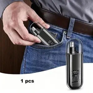 Rechargeable LED Display Nose Hair Trimmer for Men, Beauty Cordless Trimmer, Compact Mini Portable Pain-Free Nose Hair Clipper, Dual Blade, Waterproof USB-C Charging, Travel & Daily Care