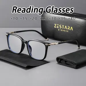 Women's Square Classic Rivet Full Frame Reading Glasses, Fashion Casual Presbyopia Eyeglasses, Unisex Campus Style, Lightweight Durable Plastic, High Quality Eyewear