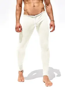 1pcs Men's Tight-Fitting Fine Striped Gym Sport Elastic Drawstring Pants, Comfortable and Stretchy, Perfect for Workout and Fitness, Drawstring Waist Sweatpants, Active Pants