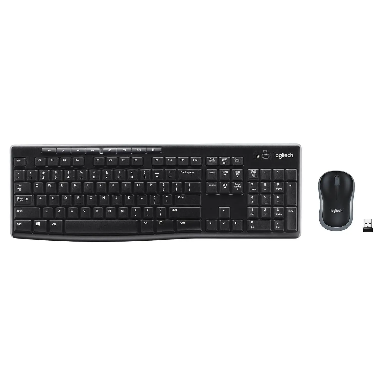 Logitech MK270 Full-Size Wireless Keyboard and Mouse Combo - Black