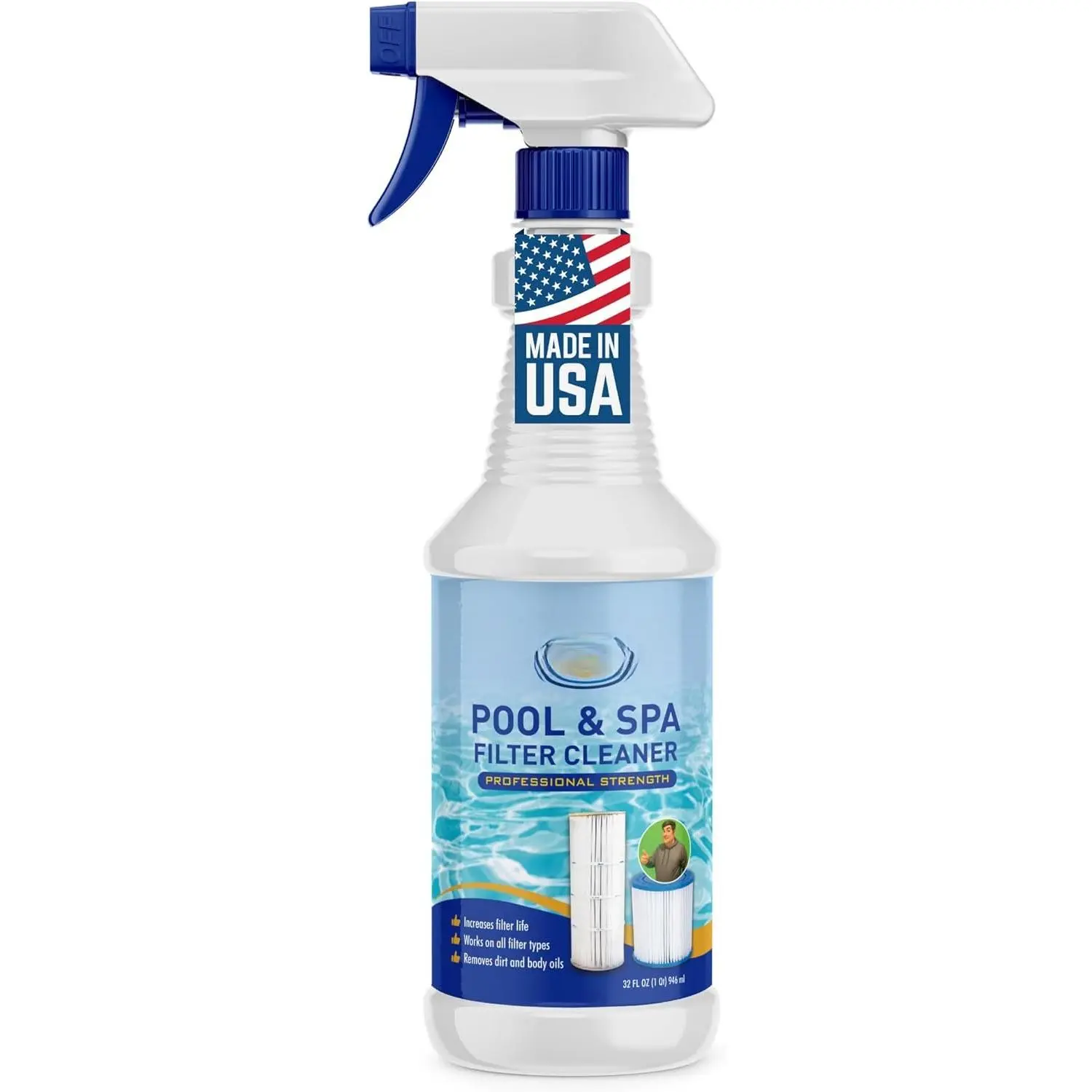 Professional Strength Pool &  Filter Cleaner. Easy to use. Deep Cleaning. Restore Your filter's Performance. Works   Vacuum and Automotive Engine air Filters Too.
