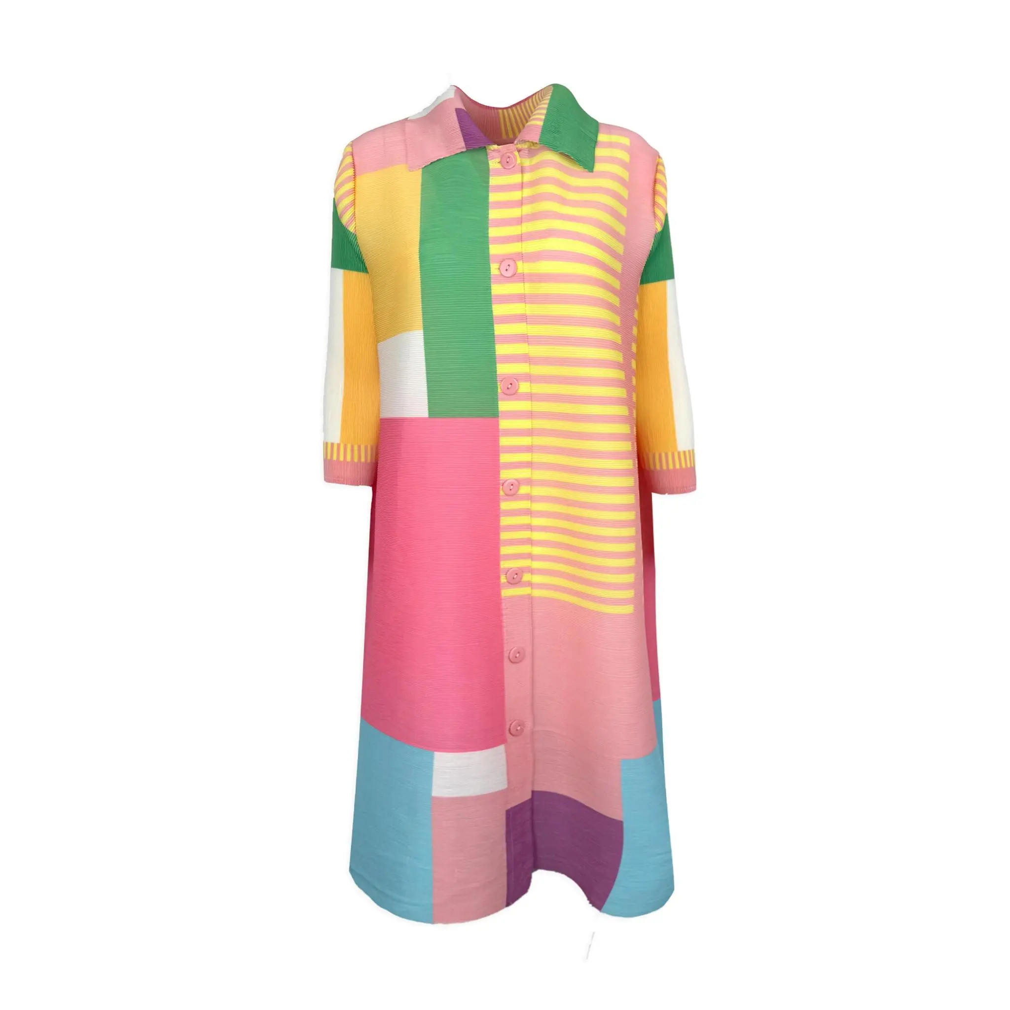 Freya Mondrian Crystal Pleats Dress/Jacket - Pink Mix