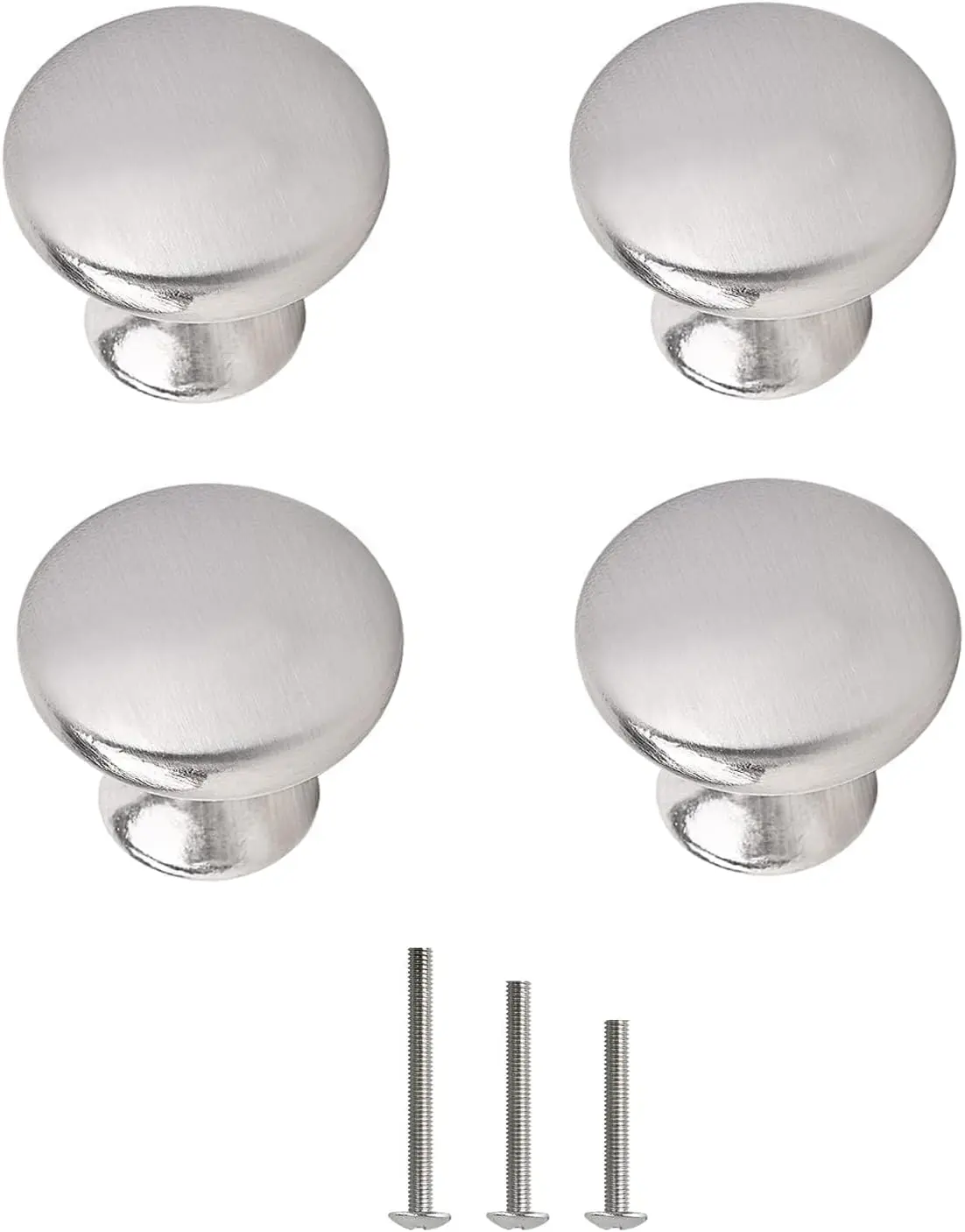 4X Satin Brushed Nickel Knobs Cabinet Hardware Round Mushroom Knob Wardrobe Drawer Pull Handles 30mm/1.18" for Kitchen Cupboard Furniture Chest Door Dresr Bathroom