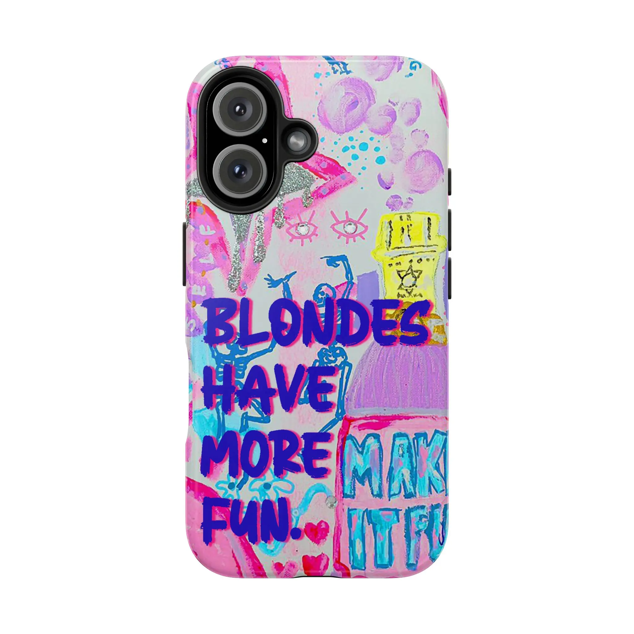 Magsafe iPhone Case Glittercutie Blondes Have More Fun Phone Case Make It Fun Pink Collage Summer Colorful School Girls Phone Cases Phone Cover Hard Case Tough 2-piece Magnetic Phone Case