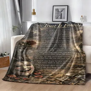 Trust Is Fragile Printed Blanket, Flannel Soft Bed Sofa Cover, Multi-Purpose for Bedroom Living Room Decor, Unique Gift for All