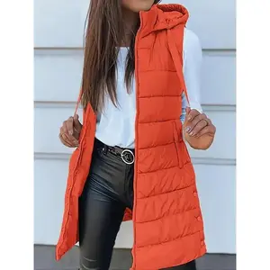 Women's Thick Warm Hooded Vest, Long Sleeve Solid Color Jacket, Casual Streetwear for All Seasons, Durable Fashion Outerwear(gift)Gift