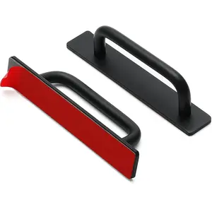 Adhesive Cabinet Handles Self Stick Drawer Pulls Stick on Handle Black Cabinet Pulls No Drilling Push Pull Helper for Kitchen Cabinet Window Sliding Closet Door Handle - 5.83", 2 Pack