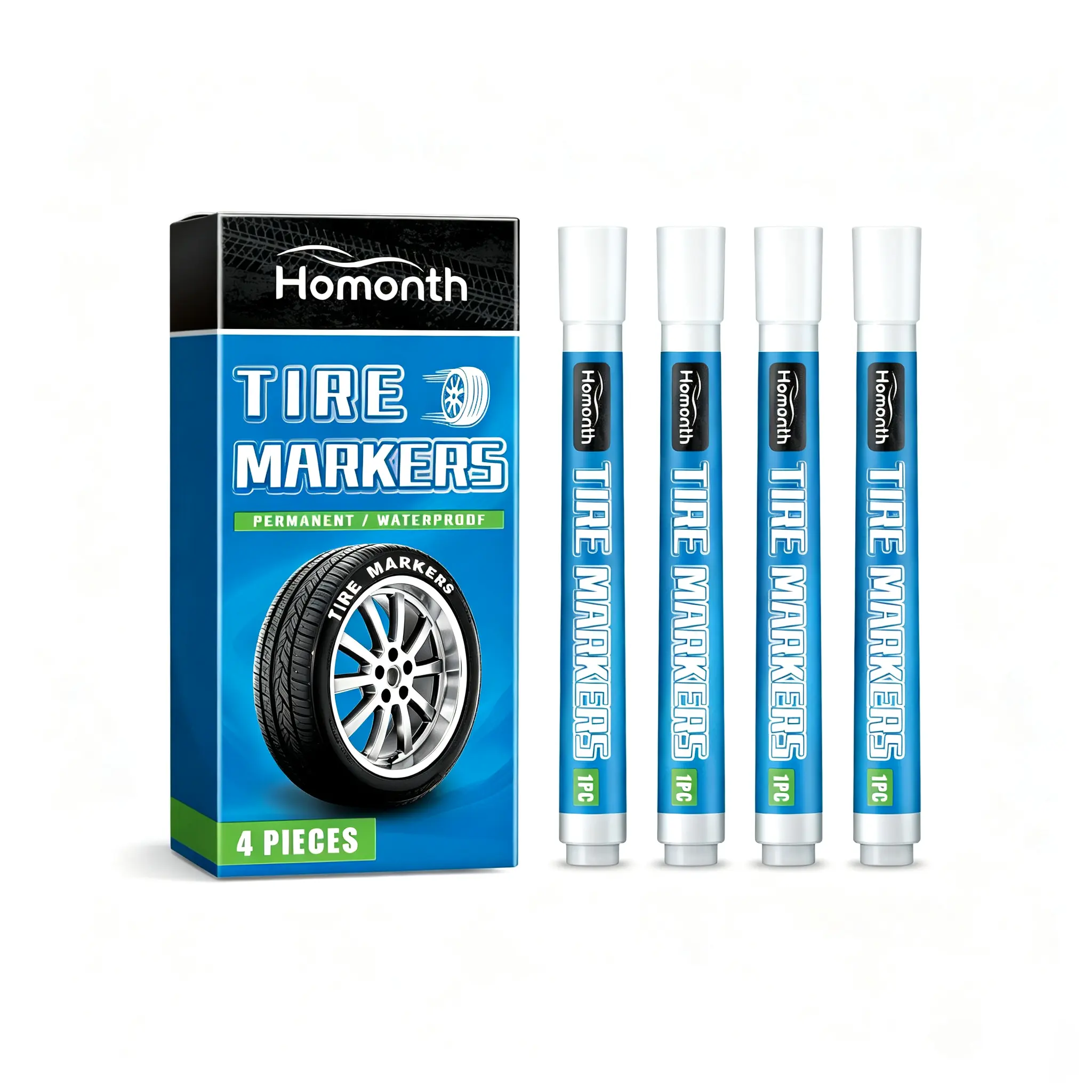 White Tire Paint Pen, Permanent Oil-based Marker, Long-Lasting Marker Permanent Paint Markers, Assorted Colors Marker Pen for Metal, Wood, Rock, Rubber, Plastic, Glass
