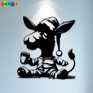 1pc Donkey Metal Wall Art, Whimsical Donkey Statue Mural, Ideal Gift for Christmas, New Year, Farmhouse Decor Enthusiasts, Rust-Resistant Metal Wall Decor Wall Sculptures, Perfect for Kitchen Wall & Garden Fence, Charming Animal-Inspired Decor