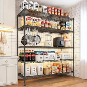 Garvee Heavy Duty 5-Tier Metal Storage Rack – Adjustable Wire Shelving – Rust-Resistant, 1000 lbs Capacity – Freestanding Organizer for Garage, Basement, Kitchen, Warehouse – Size: 120×45×180cm