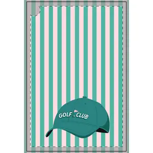 Pink & Green Striped Golf Towel, Custom Golf Club Towel, Personalized Microfiber Towel with Grommet, Golf Gift, Tournament Giveaway
