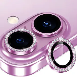 For iPhone 16/16 Plus Camera Lens Protector, Shiny Metal Diamond 9h Hardness Anti-Scratch Film, Fashion Accessory, Diamond Protection