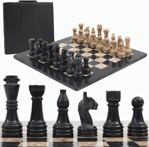 Elborse Marble Chess Set 15 inches  with Storage Box Handmade Classic Board Games for Adults, Luxury Marble Chess Board and Chess Pieces for Gifts