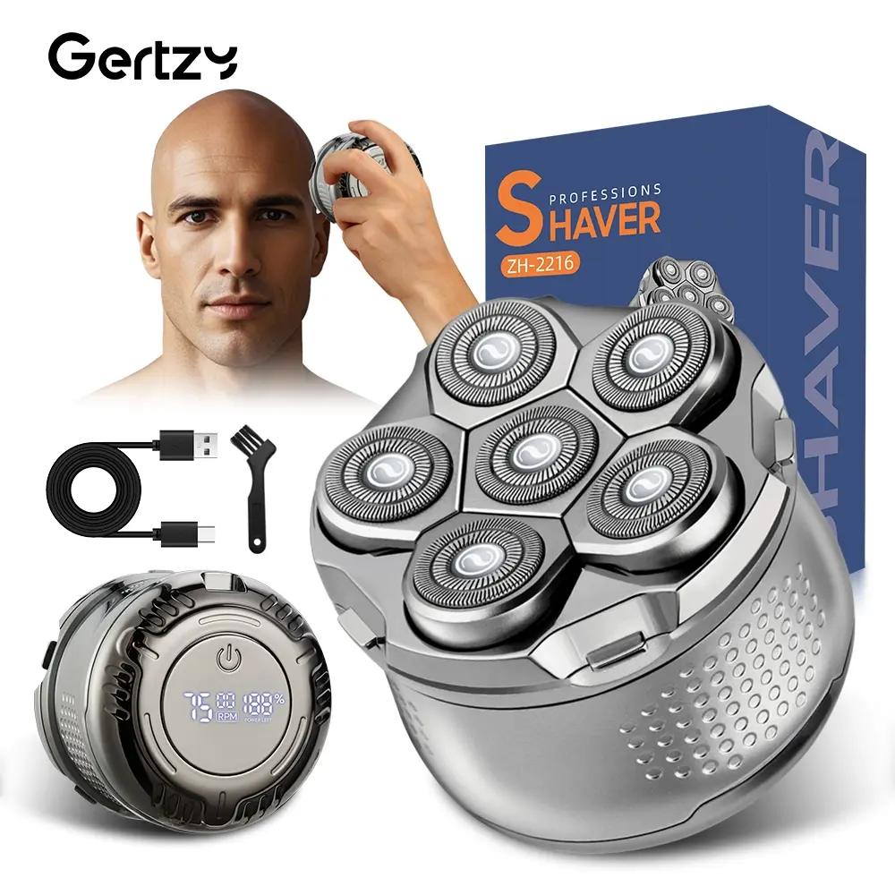 GERTZY Bald Head Shaver & Beard Trimmer with LCD Display, Rechargeable Shaver Machine, Rechargeable Men’s Groomer for Scalp Facial Hair, Gift for Boyfriend Husband Dad Buddy, Portable Beard Shaver - Christmas Birthday Father’s Day