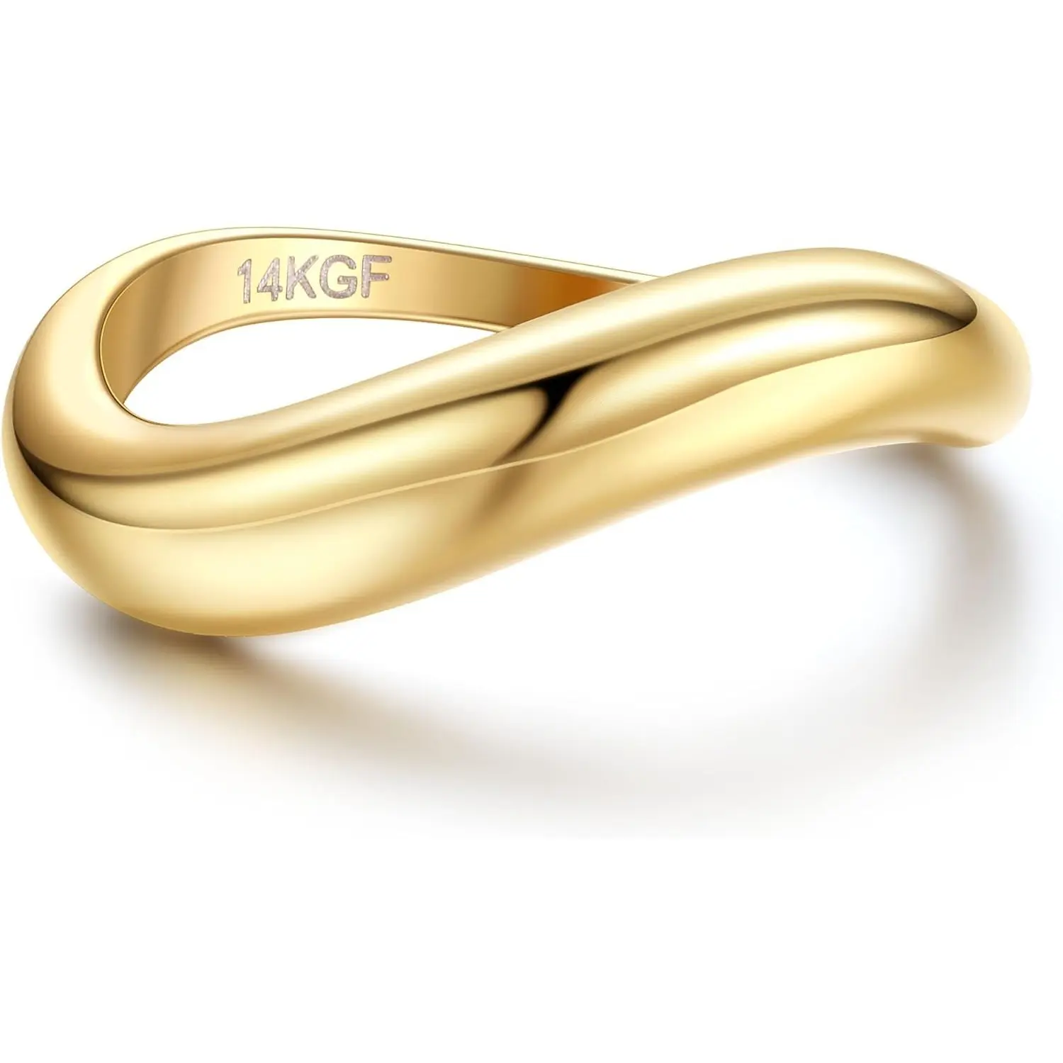 MILACOLATO 14K Plated Gold Rings for Women Non Tarnish, Chunky Gold Ring That Don't Tarnish Twisted Wave Bands Thumb Statement Stackable Eternity Ring Size 5-10, Minimalist, Daily Wear