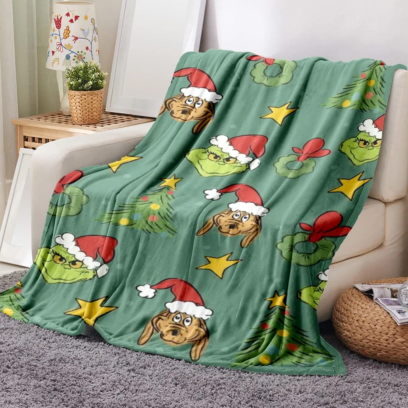 Cartoon Monster Pattern Blanket, 1 Count Soft Comfortable Throw Blanket, Warm Napping Blanket for Home Office Travel Outdoor Camping