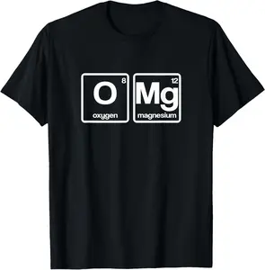OMG Periodic Table of Elements Funny Chemistry Science Meme T-Shirt Pure Cotton Graphic Tees Menswear Top: Gifts for Men & Women
