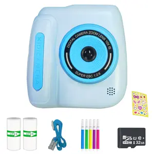 Kids Camera with Printer, Ccd Digital Camera Touchscreen, Rechargeable Photo Toy, 1080P HD Camcorder, Educational Game, Birthday Gift
