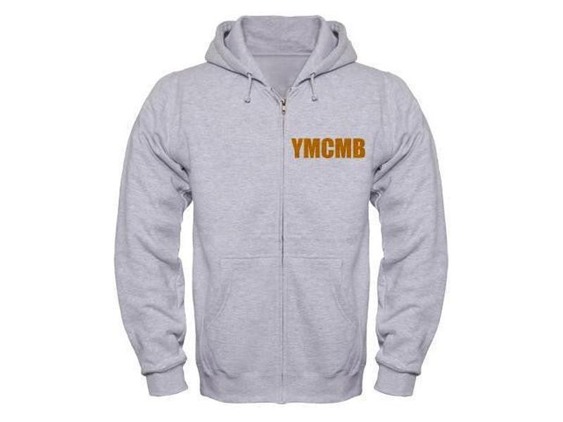 Ymcmb Zip Up Hoodie Grey With Yellow Print
