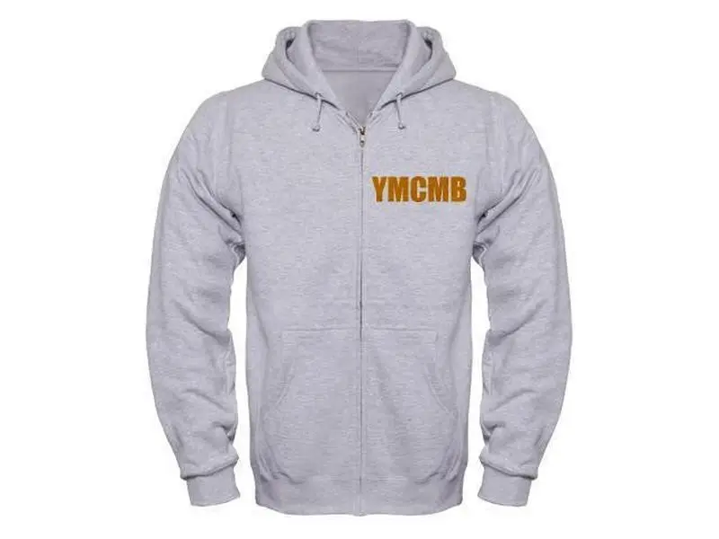 Ymcmb Zip Up Hoodie Grey With Yellow Print