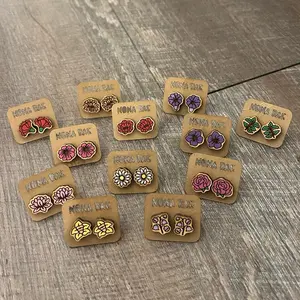 Flower Stud Earrings – Cute Wildflower Wooden Studs