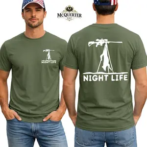 Coyote Hunting Shirt, Night Life Predator Hunting Tee, Night Hunting Back Print Graphic, Outdoor Hunter Gift Apparel for Men and Women.