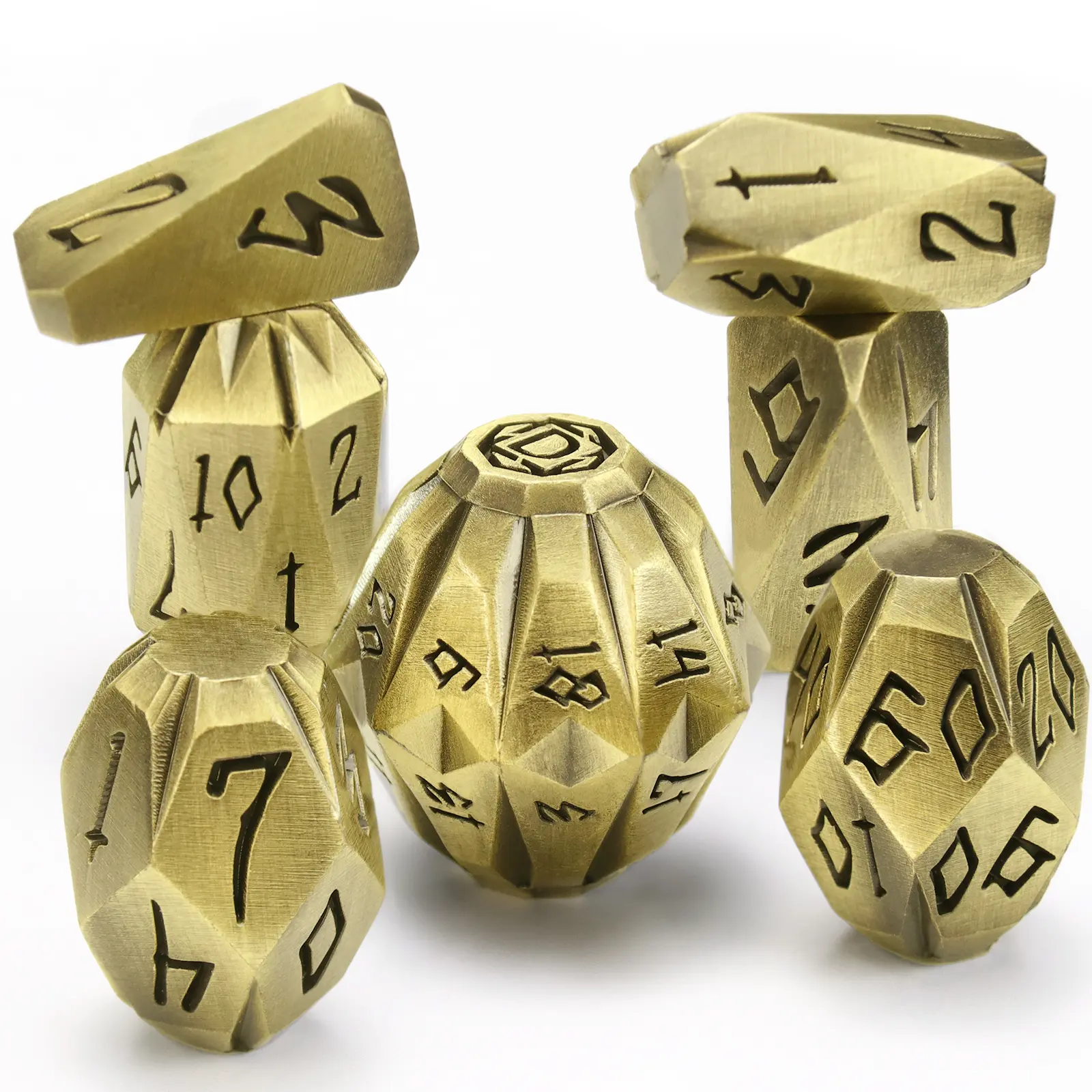 ZHOORQI Heavy-Weight Metal Polyhedral Dice Set - Stonehenge Theme, Dilapidated Style, Fair & Easy Read, Irregular Cross Section, Personalized Numbers, Stone Roughness for Dungeons & Dragons RPG Table Game Accessories