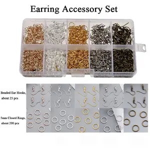 DIY Earring Making Kit – Jewelry Findings Set with Jump Rings, Beaded Earring Hooks, and Closures for Handmade Earrings (Boxed Materials Kit