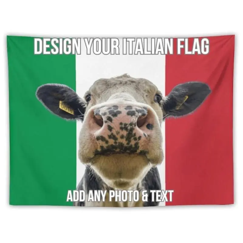 1pc Custom Italian Flag Linen Cloth Tapestry - Personalized with Your Photo/Text, Green-Red Digital Print, Wrinkle Resistant Durable Fabric, Grommet-Ready Mat, Peach Accent for Room Daily Home Decor Wall Art, Anniversary Gift, Wall Tapestry