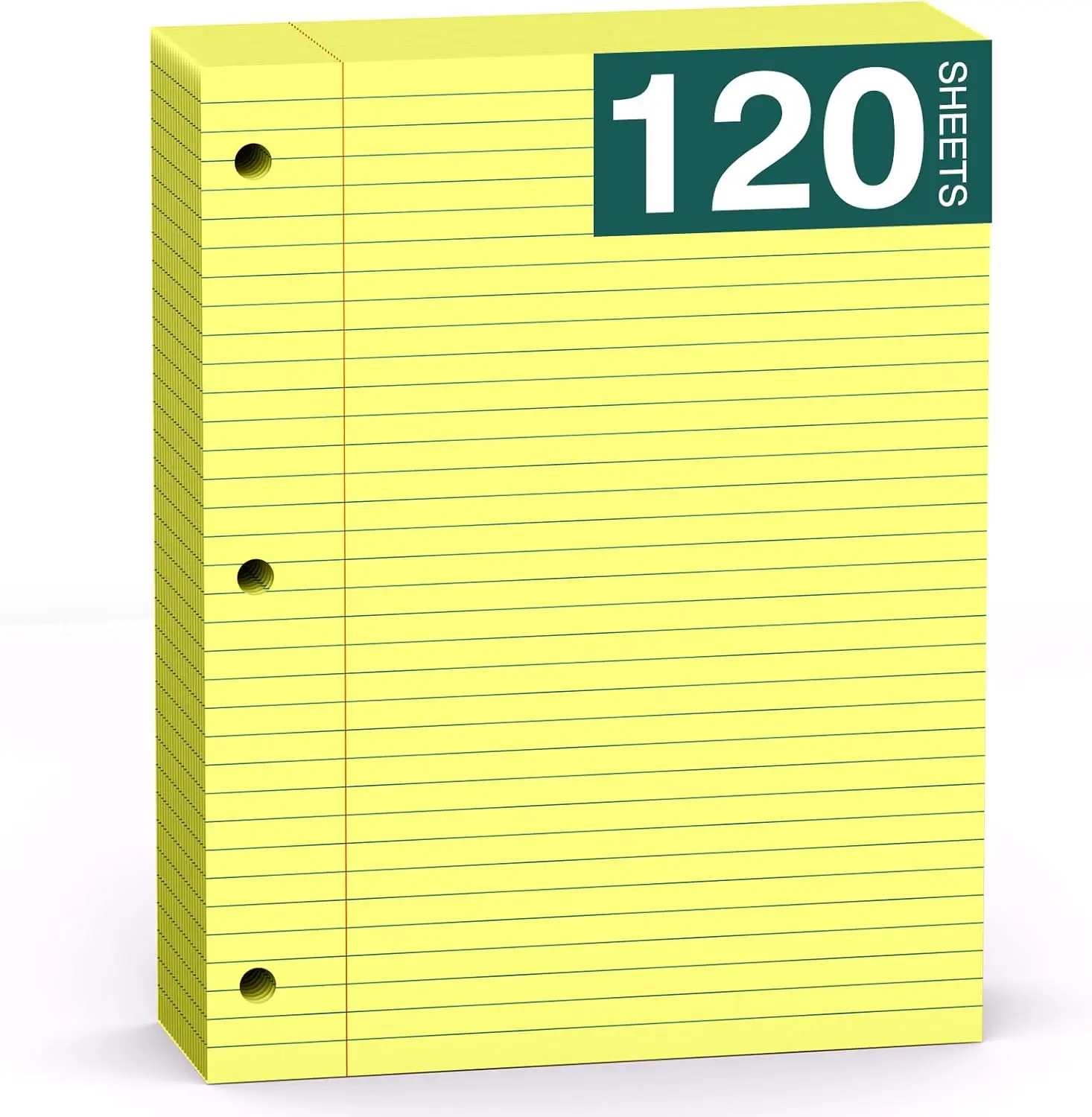 Yellow Note Pads 8 X 10.5 Loose Leaf Paper, 120Sheets, 3 Hole Punched Lined Paper, College Ruled 8 X 10.5 Notebooks, 10-1/2" X 8 Binder Writing Pads, Filler Paper for Office