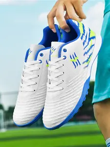 Family Football Shoes Patchwork, PU Leather, Rubber Sole, Comfortable Grip, Suitable for All Seasons, Casual Style