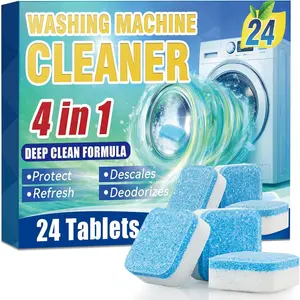 Machine Cleaner Tablets 24-Pack, Deep Descaler for Front Loader and Top Load Washers, Washer Cleaner Help Inside Drum and Laundry Tub Seal