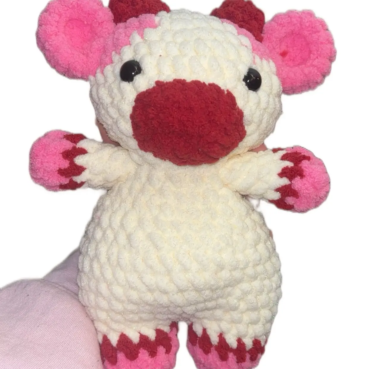 Sparkly Valentines Crochet Cow - Unique Design for Valentine's Day with Decorative Features