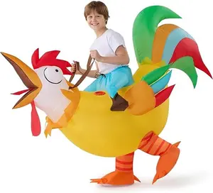 Spooktacular Creations Chicken Inflatable Costume, Riding an Rooster Halloween Ride-on Chicken Costumes, Funny Blow Up Inflatable Suit for Halloween Dress Up Parties Multicolor Valentine's Day Gifts for Kids